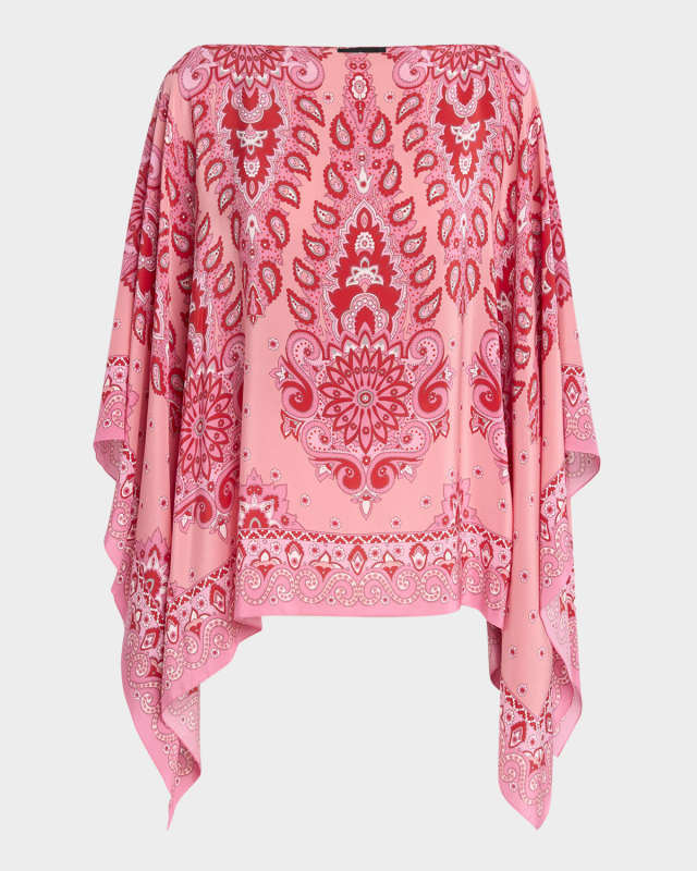 Pink Paisley Silk Poncho